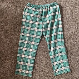 Hanna Andersson green harvest plaid men’s flannel pajama bottoms size Large
